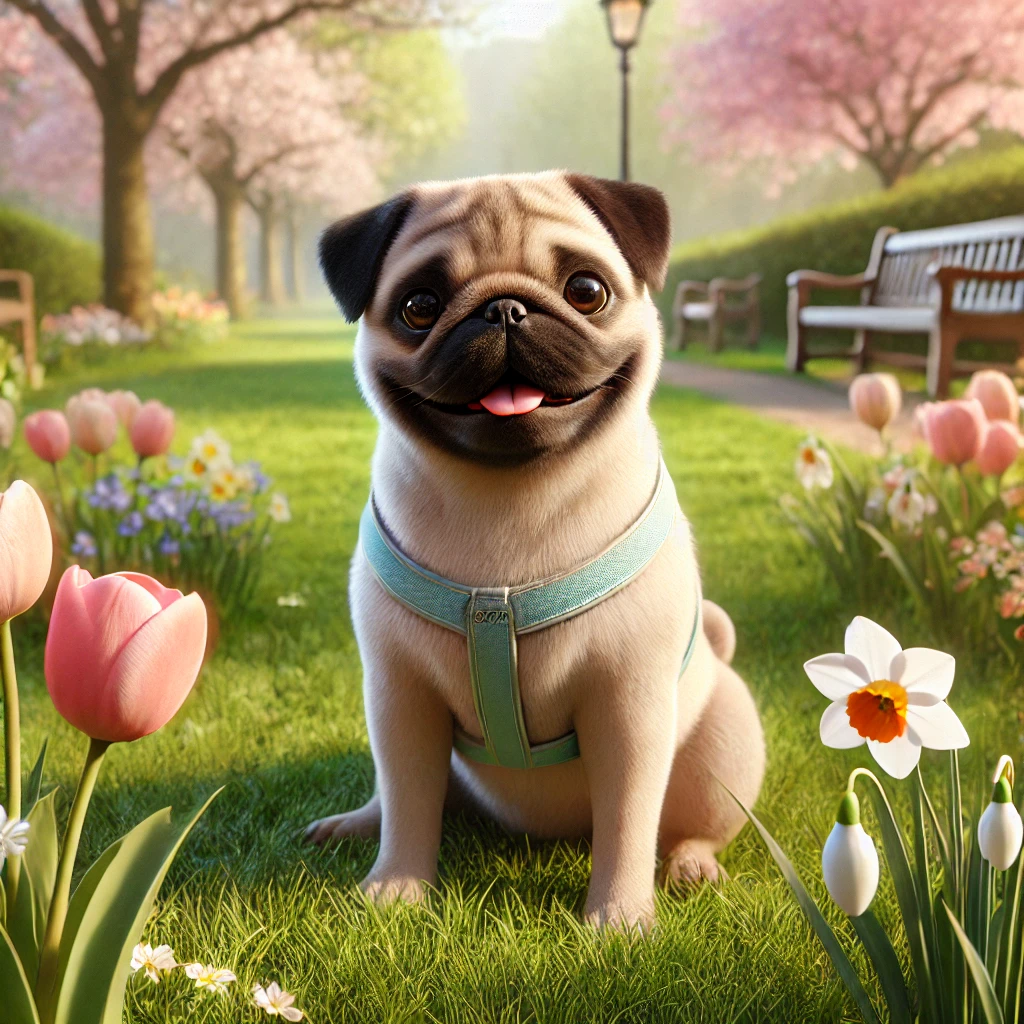 Hund auf Frühlingswiese